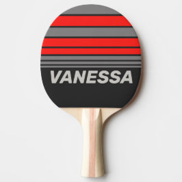 Raquete De Ping Pong Céu Tempestuoso Retrô com Faixas no Horizonte e No