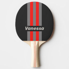 Raquete De Ping Pong Céu Tempestuoso Retro com Listras Finas e Nome