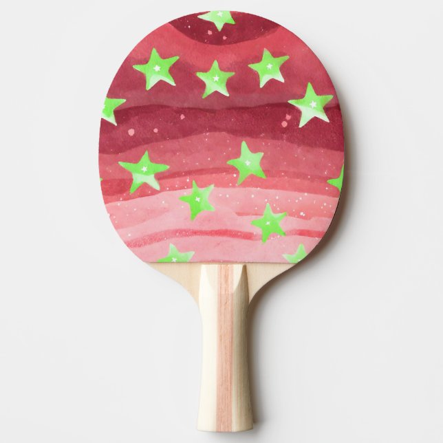 Raquete De Ping Pong céu vermelho com estrelas (Frente)