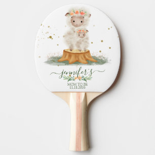 Raquete De Ping Pong Chá de Bebê da Mamãe Cordeiro da Floresta