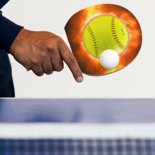 Raquete De Ping Pong Chamas de bola de fogo de softball amarelo do Slip