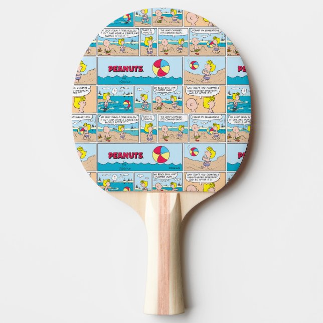 Raquete De Ping Pong Charlie Brown & Sally Na Praia (Frente)
