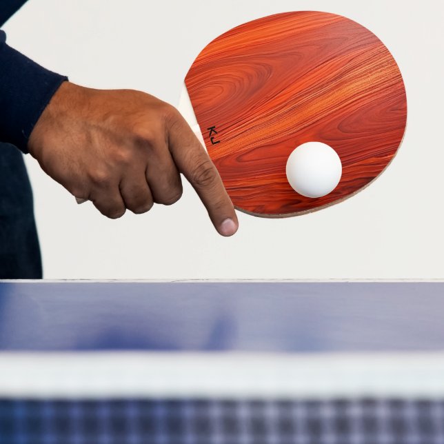 Raquete De Ping Pong Cherry wood texture custom monogram. (Insitu)