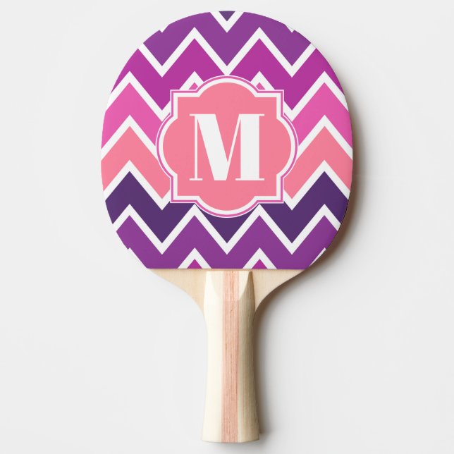 Raquete De Ping Pong Chevrons Roxos (Frente)