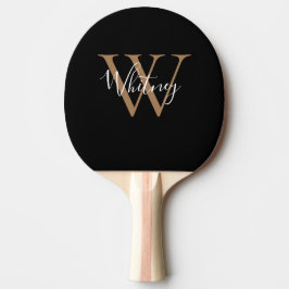 Raquete De Ping Pong Chic Elegant Black Monographic Name