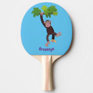 Raquete De Ping Pong Chimpanzé bonito na selva pendurada em desenho an