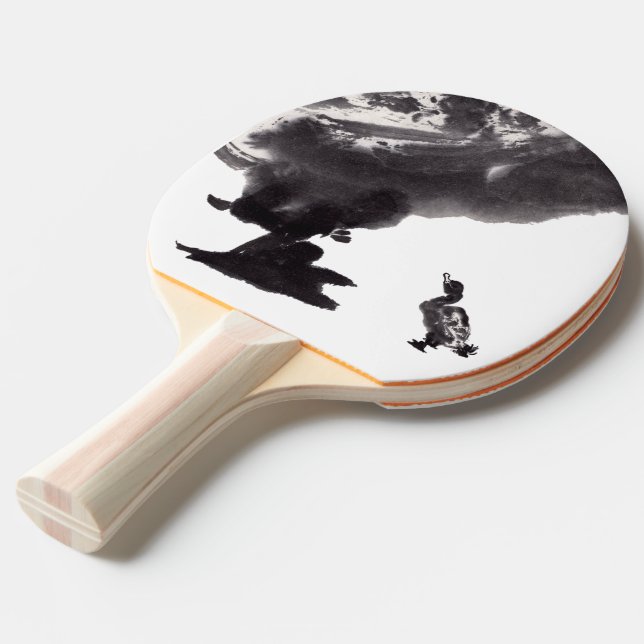 Raquete De Ping Pong Chinesische Tuschekunst   mit Entenmotiv (Frente inclinada)