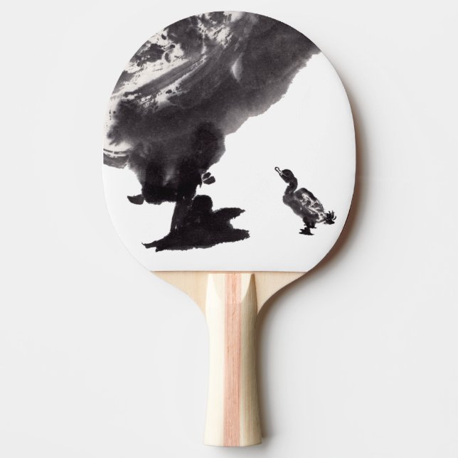 Raquete De Ping Pong Chinesische Tuschekunst   mit Entenmotiv (Frente)