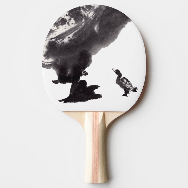 Raquete De Ping Pong Chinesische Tuschekunst mit Entenmotiv (Frente)
