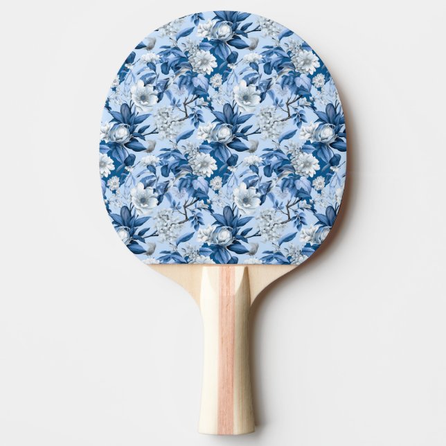 Raquete De Ping Pong Chinoserie azul e branca Design 3 (Frente)