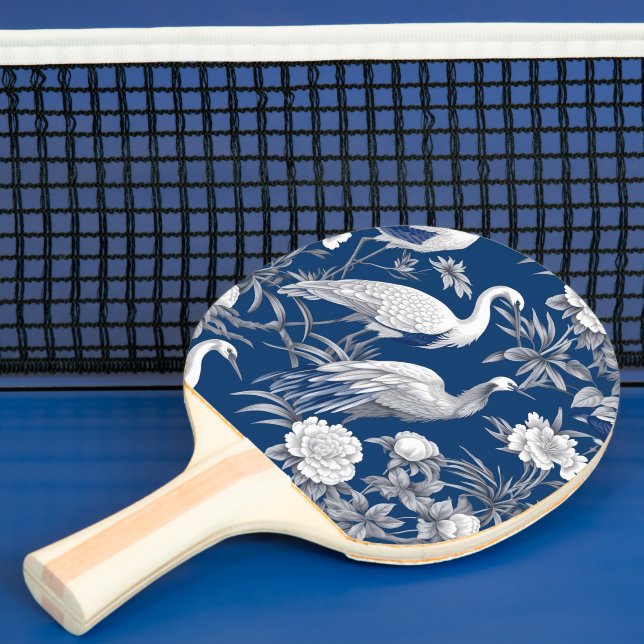 Raquete De Ping Pong Chinoserie azul e branca Design 7 (Insitu)