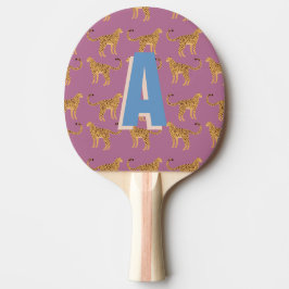 Raquete De Ping Pong Chita, monograma rosa-leopardo