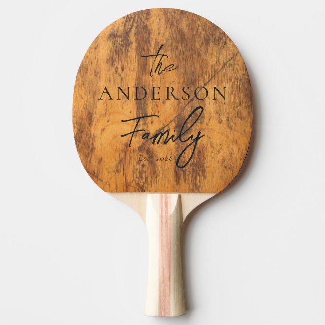 Raquete De Ping Pong Chopping Block Hand Written Family Name (Frente)