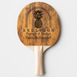 Raquete De Ping Pong Chopping Block Pineapple Wedding Arch & Name