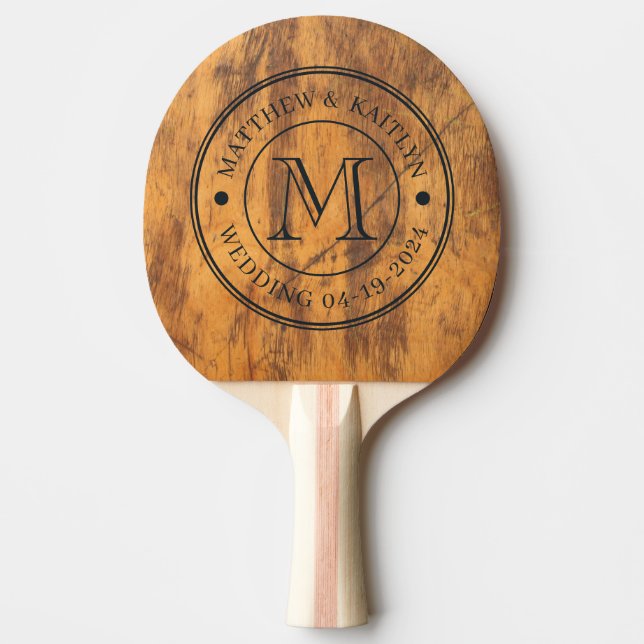 Raquete De Ping Pong Chopping Block Wedding Monogram (Frente)