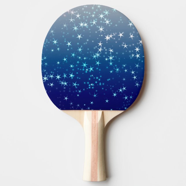 Raquete De Ping Pong Christmas Sparkles Stars Blue Sky (Frente)