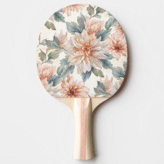 Raquete De Ping Pong Chrysanthemum Flowers Watercolor Botanical Pattern