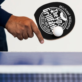 Raquete De Ping Pong Churrasco branco preto Pai personalizado Grilldad