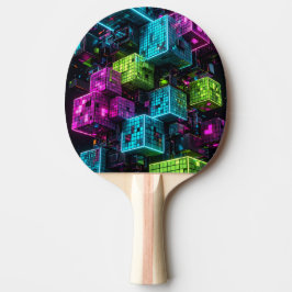 Raquete De Ping Pong Ciano Magenta Lime Cyberpunk | Extremamente 3D