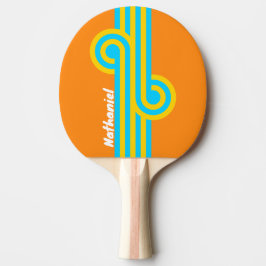 Raquete De Ping Pong Ciclo de Praia de Verão Retro com Nome