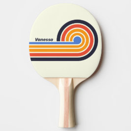 Raquete De Ping Pong Cinco Listras Retrô com Nome