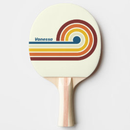 Raquete De Ping Pong Cinco Listras Vintage com Nome