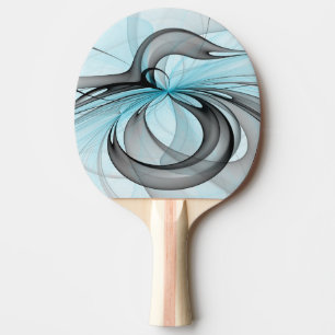 Raquete De Ping Pong Cinza Antracite Arte Fractal Azul Moderna