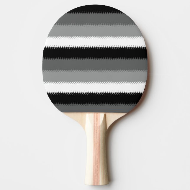 Raquete De Ping Pong Cinza Black White Stripes Design (Frente)