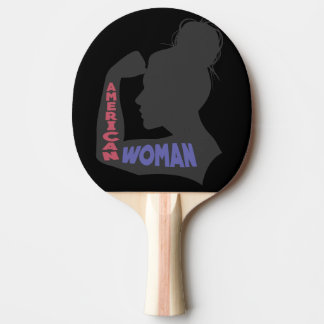 Raquete De Ping Pong Cinza escura da mulher americana