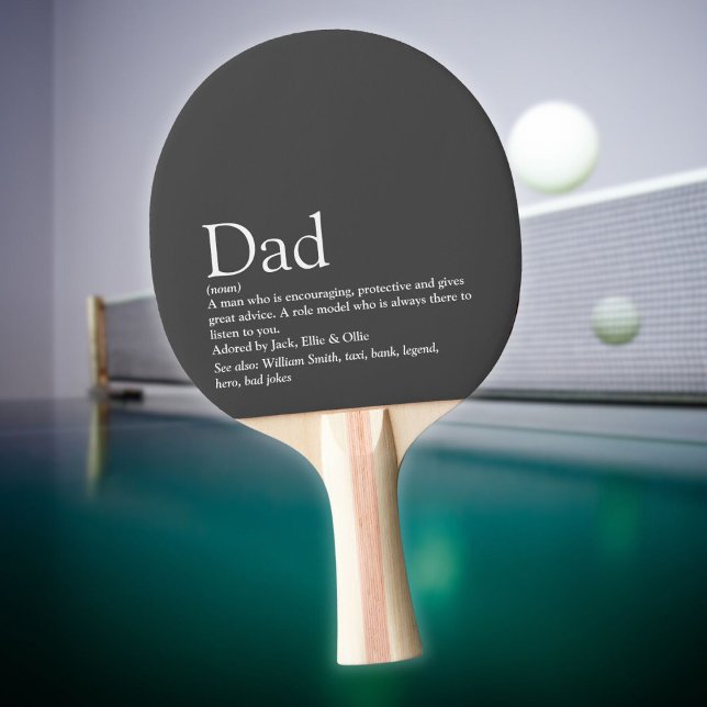 Raquete De Ping Pong Cinza Moderna Pai Pai Legal Definição Pai (Gray Modern Cool Dad Daddy Father Definition Ping Pong Paddle)