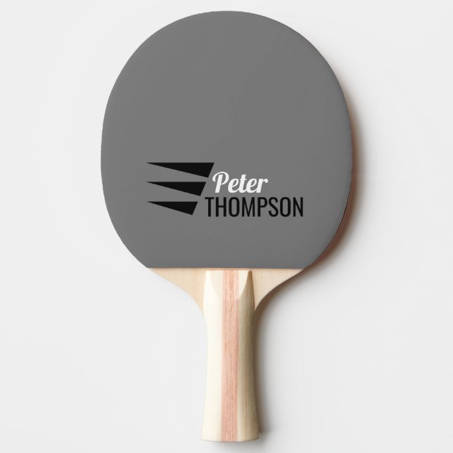 Raquete De Ping Pong Cinza Pong Paddle com seu nome (Frente)