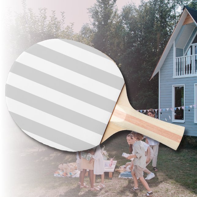 Raquete De Ping Pong Cinzas claras e tiras brancas (Criador carregado)