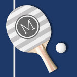 Raquete De Ping Pong Cinzas e carvão pré-desidratado Monograma<br><div class="desc">Pás de pingue-pongue impressas personalizadas com um padrão listrado de pré-disquete. Personalize-o com o seu monograma inicial ou outro texto personalizado num quadro de círculo chic. Clique em Personalizar para alterar as fontes ou adicionar seu próprio texto e imagens para criar um único tipo de design.</div>