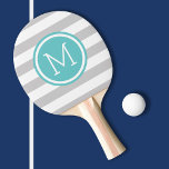 Raquete De Ping Pong Cinzas e Turquesas, Disquete Monograma<br><div class="desc">Pás de pingue-pongue impressas personalizadas com um padrão listrado de pré-disquete. Personalize-o com o seu monograma inicial ou outro texto personalizado num quadro de círculo chic. Clique em Personalizar para alterar as fontes ou adicionar seu próprio texto e imagens para criar um único tipo de design.</div>