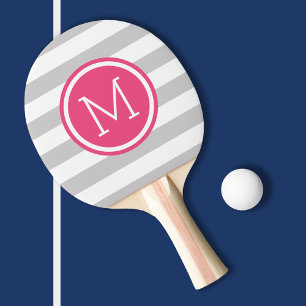 Raquete De Ping Pong Cinzas e unidades de disquete rosa quente Monogram