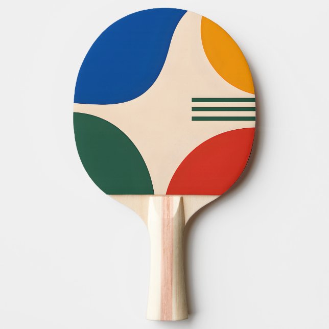 Raquete de Ping Pong Circular Geométrica Abstrata  (Frente)
