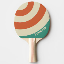 Raquete De Ping Pong Círculo Atemporal Retro com Listras e Nome