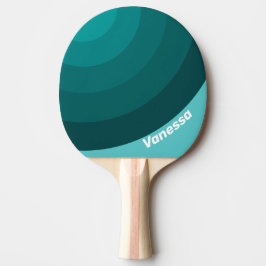 Raquete De Ping Pong Círculo com Fade Aqua e Listras com Nome