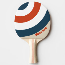 Raquete De Ping Pong Círculo de Faixa do Convés de Voo Vintage com Nome