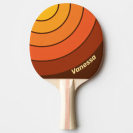 Raquete De Ping Pong Círculo de Listras com Nome em Estilo Vintage