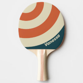 Raquete De Ping Pong Círculo de Onda Retro com Faixa e Nome