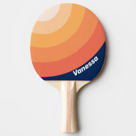 Raquete De Ping Pong Círculo de Outono do Sol Oceânico com Faixa e Nome