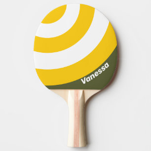 Raquete De Ping Pong Círculo Nostálgico com Listras e Nome Mel Verde