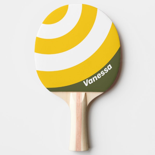 Raquete De Ping Pong Círculo Nostálgico com Listras e Nome Mel Verde (Frente)