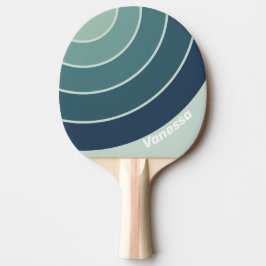 Raquete De Ping Pong Círculo Nostálgico de Listras Verdes Oceânicas com