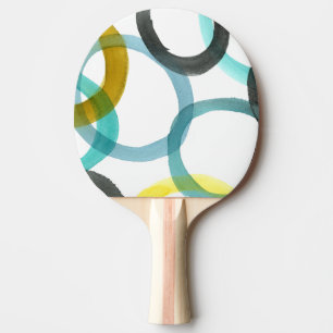 Raquete De Ping Pong Círculos Amarelos e Azuis Interlocados