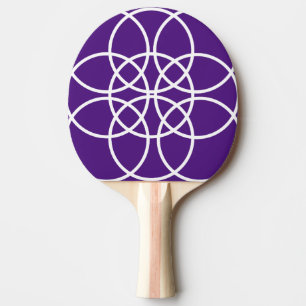 Raquete De Ping Pong Círculos Espirais Brancos em Púrpura