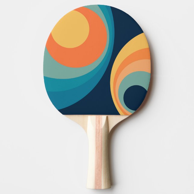 Raquete De Ping Pong Círculos retráteis coloridos design (Frente)