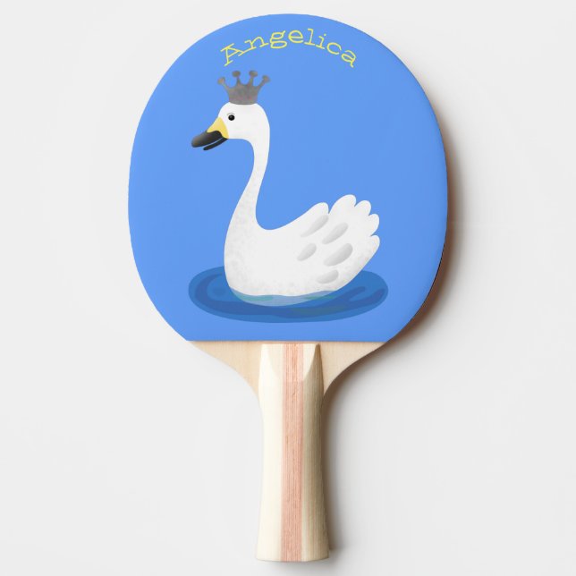 Raquete De Ping Pong Cisne branco bonito com desenho animado (Frente)