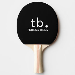 Raquete De Ping Pong Clássico Monograma Elegante Minimalista Preto e Br